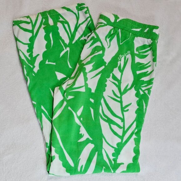 Lilly Pulitzer ✦ Boom Boom Tropical Palazzo Pants ✦ Green White Wide Leg Beach S - Picture 8 of 12